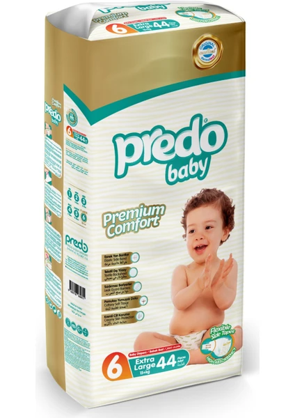 Predo Baby Premium Comfort Bebek Bezi 6 Numara (15+ kg) Extra Large 44 Adet