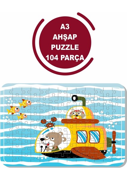 Denizaltı A3 104 Parça Ahşap Puzzle