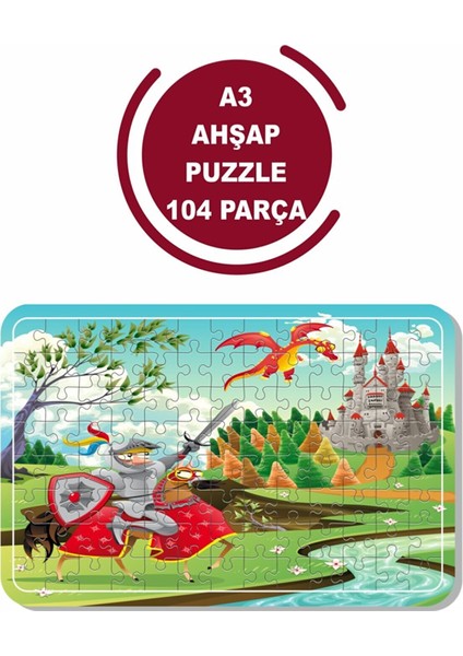 Şovalye ve Ejderha A3 104 Parça Puzzle, Oyuncak, Yapboz