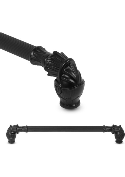 Nobel Alyans Çekmece Dolap Kapak Kulpu Kulbu 192 mm Siyah Rustik Metal Kulp