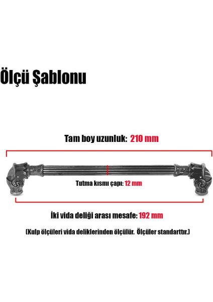 Nobel Alyans Çekmece Dolap Kapak Kulpu Kulbu 192 mm Siyah Rustik Metal Kulp