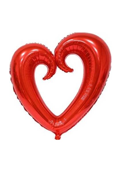 Kırmızı Kalp Ortası Boş Folyo Balon