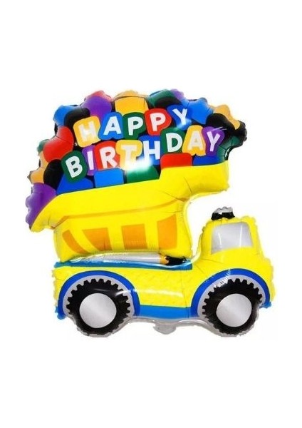 Iş Makinesi Kamyon Happy Birthday Folyo Balon