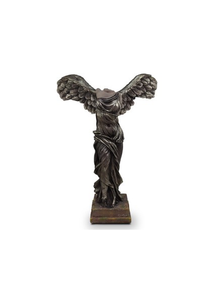 Dekoratif Antik Nike Heykeli (38X29CM) Gümüş Eskitme