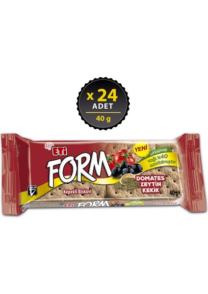 Form Domatesli Zeytinli ve Kekikli Kepekli Bisküvi 40 g x 24 Adet