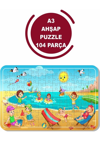 Denizde Tatil A3 104 Parça Puzzle, Oyuncak, Yapboz