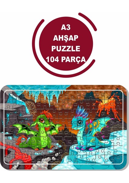 Ejderhalar A3 104 Parça Puzzle, Oyuncak, Yapboz