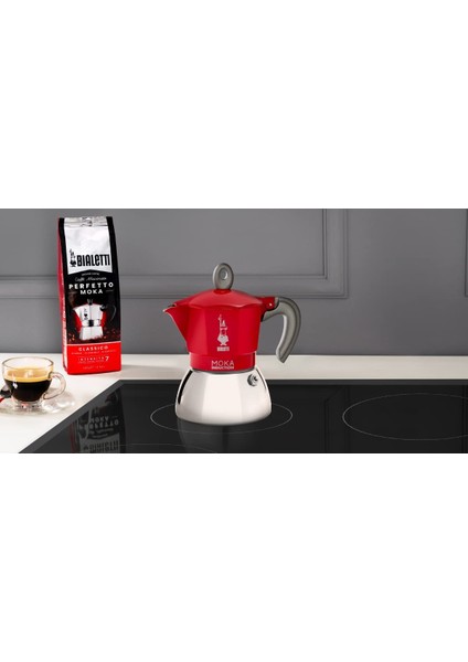 Indüksiyon Mokapot Kırmızı (4 Cup)