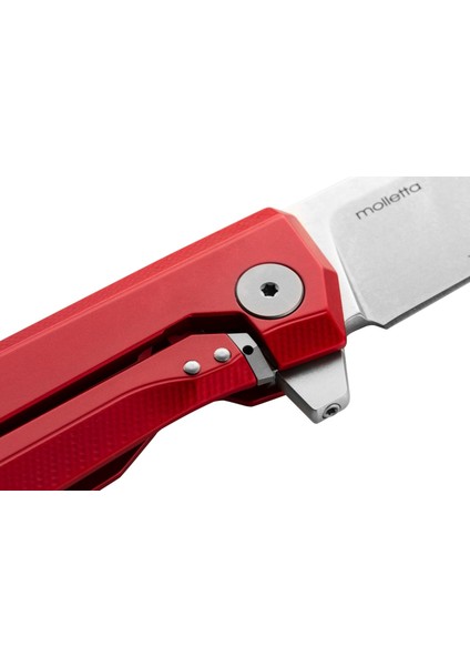 MT01A Rs Myto Stone Washed M390 Blade, Red Aluminum Handle Çakı