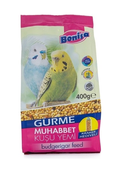 Gurme Muhabbet Kuşu Yemi 400 gr + Kraker x2 Adet