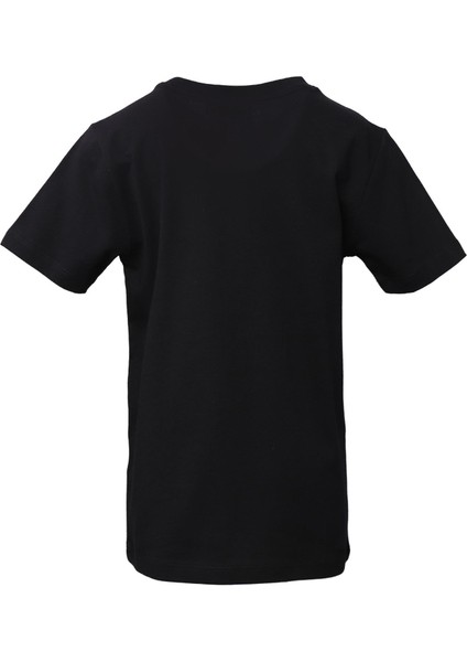 911495-2001 Bisiklet Yaka Regular Fit Baskılı Siyah Kız Çocuk T-Shirt fiyatları