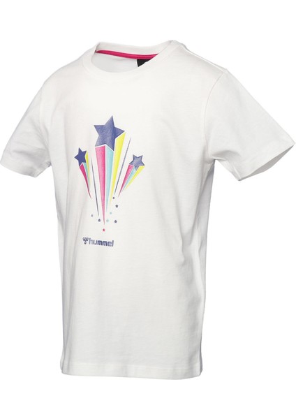 911495-9003 Bisiklet Yaka Regular Fit Baskılı Beyaz Kız Çocuk T-Shirt modelleri