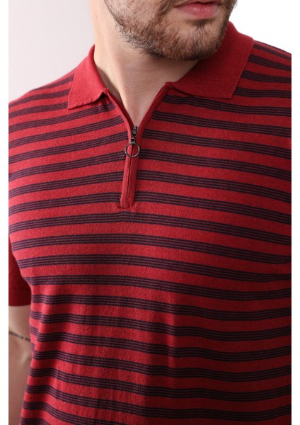 Tarçın/laci Polo Yaka Fermuarlı Erkek Pamuk Triko T-Shirt modelleri