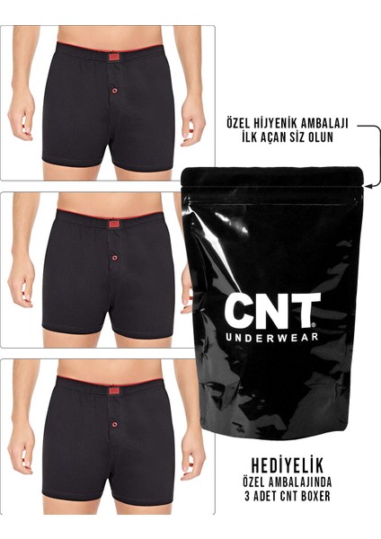 Erkek 3'lü Premium Paket Penye Düğmeli Boxer