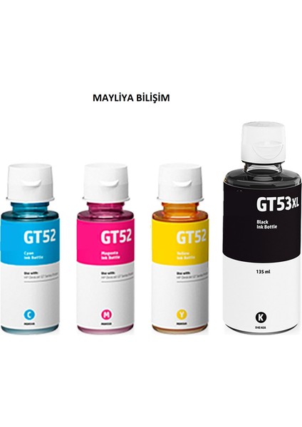 Hp GT53XL -52 Uyumlu 4 Renk Mürekkep Kartuşu Seti (4 Adet) Smart Tank 500-515-530-519 fiyatları
