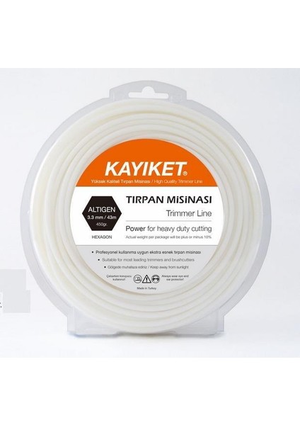 Motorlu Tırpan Misina 3.3mm 43MT 6 Köşe Beyaz Misina