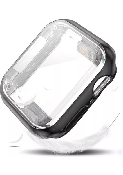Apple Watch Uyumlu Siyah Yumuşak Silikon Önü Kapalı 38 mm 360 Tam Koruma Siyah