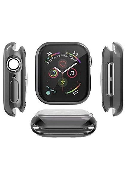 Apple Watch Uyumlu Siyah Yumuşak Silikon Önü Kapalı 38 mm 360 Tam Koruma Siyah
