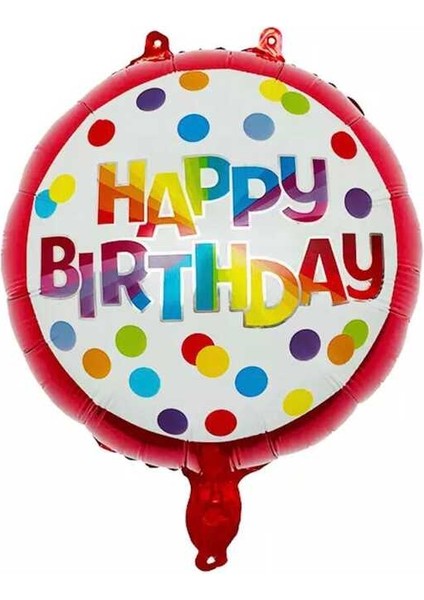 Happy Birthday Kırmızı Puanlı Folyo Balon