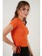 Yanlardan Büzgülü Kısa Kollu Crop Bluz Bayan Bluz 5864010 5