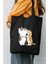 Cats Size Baskılı Siyah Kanvas Çanta 1