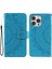 iPhone 13 Pro Max Için Çizilmez Baskılı Mandala Desenli Deri Kayışlı Koruyucu Kılıf - Mavi (Yurt Dışından) 1