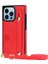 iPhone 13 Pro Max Için Kayışlı Pu Deri Tpu Kart Yuvalı Telefon Kılıfı - Kırmızı (Yurt Dışından) 1