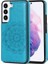 Çizilmeye Dayanıklı Pu Deri Kaplamalı Tpu Telefon Kılıfı Baskılı Mandala Çiçek Telefon Kılıf Galaxy S22 Ultra - Mavi (Yurt Dışından) 1