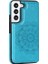 Çizilmeye Dayanıklı Pu Deri Kaplamalı Tpu Telefon Kılıfı Baskılı Mandala Çiçek Telefon Kılıf Galaxy S22 Ultra - Mavi (Yurt Dışından) 5