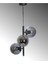 Sarmaşık Özel Tasarım Spor Modern Globe Camlı Krom Detaylı Siyah 3 Lü Avize 1