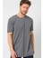 Antrasit Basic Erkek Bisiklet Yaka Long Fit Eteği Biyeli T-Shirt 1