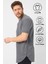 Antrasit Basic Erkek Bisiklet Yaka Long Fit Eteği Biyeli T-Shirt 4
