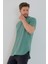 Su Yeşili Basic Erkek Bisiklet Yaka Long Fit Eteği Biyeli T-Shirt 2