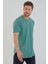 Su Yeşili Basic Erkek Bisiklet Yaka Long Fit Eteği Biyeli T-Shirt 3