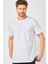 Beyaz Basic Erkek Bisiklet Yaka Long Fit Eteği Biyeli T-Shirt 1