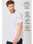 Beyaz Basic Erkek Bisiklet Yaka Long Fit Eteği Biyeli T-Shirt 4