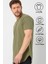 Haki Basic Erkek Bisiklet Yaka Long Fit Eteği Biyeli T-Shirt 4
