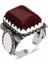 ​gümüş Zirkon Bordo Akik Taşlı Kare Erkek Yüzük 1