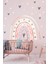Pembe Tonlarda Gökkuşağı ve Gri Kalpler Çocuk Bebek Odası Dekorasyon Sticker Seti 2
