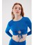 Büzgü Detaylı Crop Bluz Mavi 4