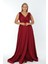 Büyük Beden 3434 Bordo Uzun Abiye Elbise 1
