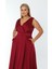 Büyük Beden 3434 Bordo Uzun Abiye Elbise 4