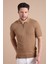 Camel Polo Yaka Fermuarlı Erkek Pamuk Triko T-Shirt 5