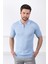 Mavi Polo Yaka Fermuarlı Erkek Pamuk Triko T-Shirt 4