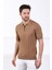 Camel Polo Yaka Fermuarlı Erkek Pamuk Triko T-Shirt 4