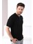 Siyah Polo Yaka Fermuarlı Erkek Pamuk Triko T-Shirt 1