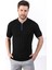 Siyah Polo Yaka Fermuarlı Erkek Pamuk Triko T-Shirt 4