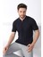 Lacivert Polo Yaka Fermuarlı Erkek Pamuk Triko T-Shirt 2