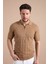 Camel Polo Yaka Fermuarlı Erkek Pamuk Triko T-Shirt 5