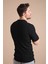 Siyah Polo Yaka Fermuarlı Erkek Pamuk Triko T-Shirt 5